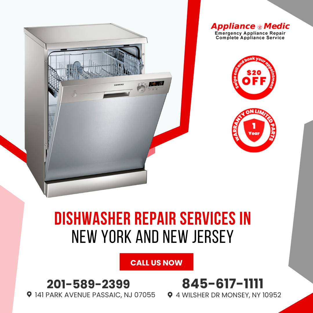 Appliance Medic GE Dishwasher Repair Services in New York and New Jersey.